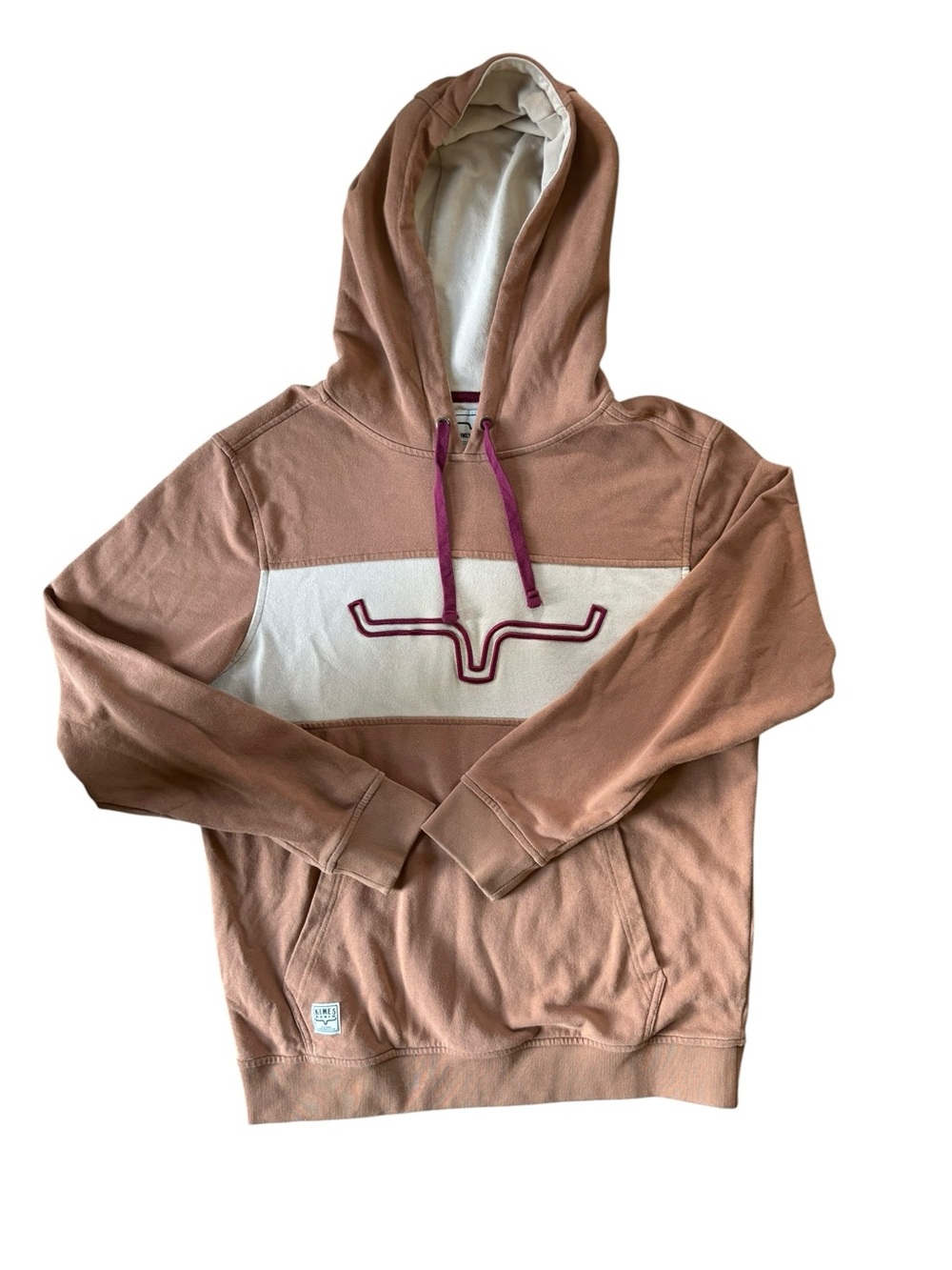 Kimes Ranch "Side Winder" Hoodie S Colorblock Western Style Brown Cream Cotton